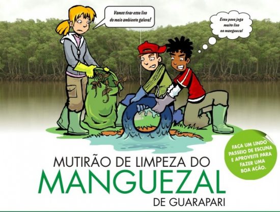 manguezal - Ação de limpeza em manguezal para comemorar o Dia do Meio Ambiente