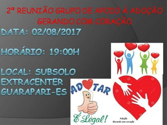 adoção - "Segunda Reunião de Apoio à Adoção" acontece nesta quarta (02) em Guarapari