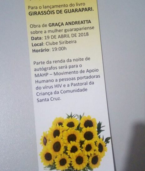 WhatsApp Image 2018 04 18 at 12.55.36 e1524133901189 - Livro "Girassóis de Guarapari" será lançado nessa quinta-feira (19)