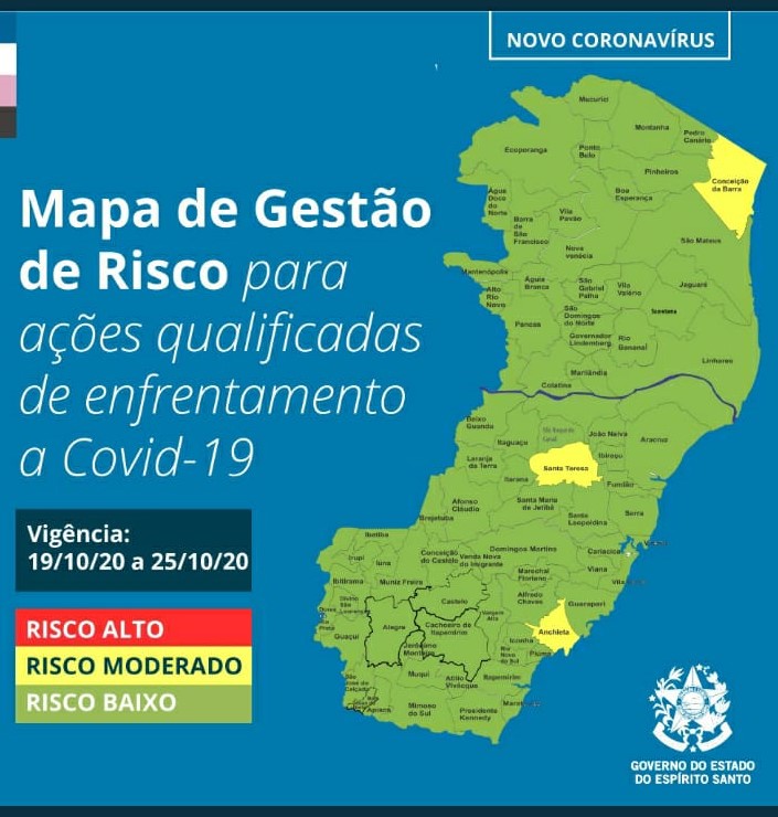 Mapa171 - Novo Mapa de Risco da Covid-19 mantém Anchieta em “Risco Moderado”