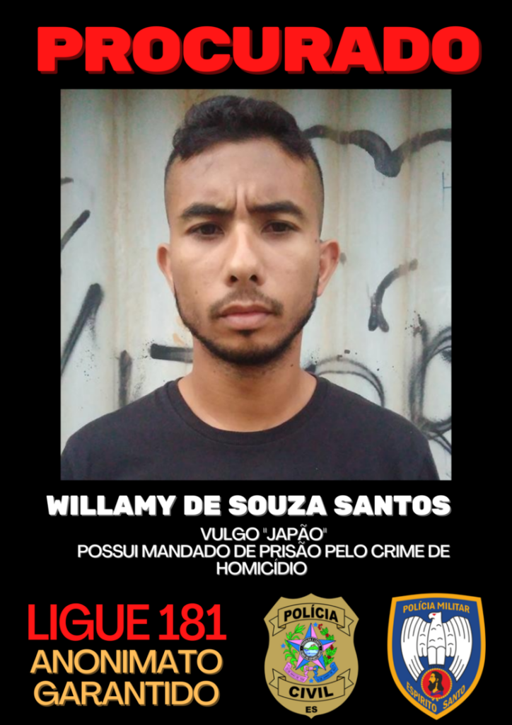 ARTE WILLAMY DE SOUSA SANTOS - Polícia Militar divulga 5 criminosos de Guarapari procurados pela Justiça