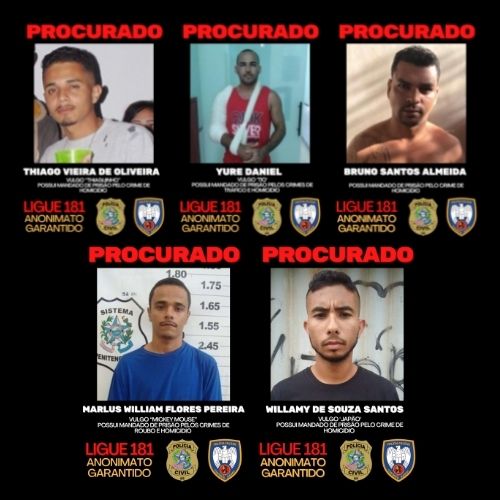 procurados 2021 06 23 - Polícia Militar divulga 5 criminosos de Guarapari procurados pela Justiça