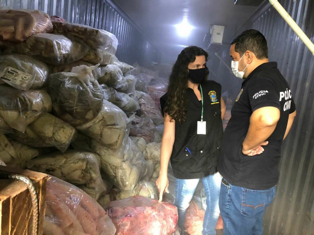 Polícia Civil Federal Ministério da Agricultura apreende carne imprópria para consumo humano podre irregular Guarapari porco 