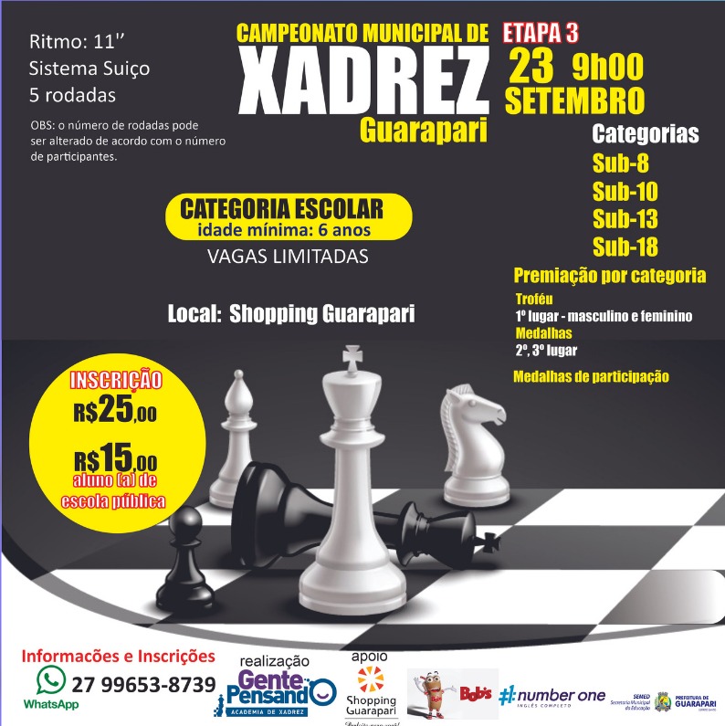 Entrega das medalhas do 1º Campeonato Municipal de Xadrez Online