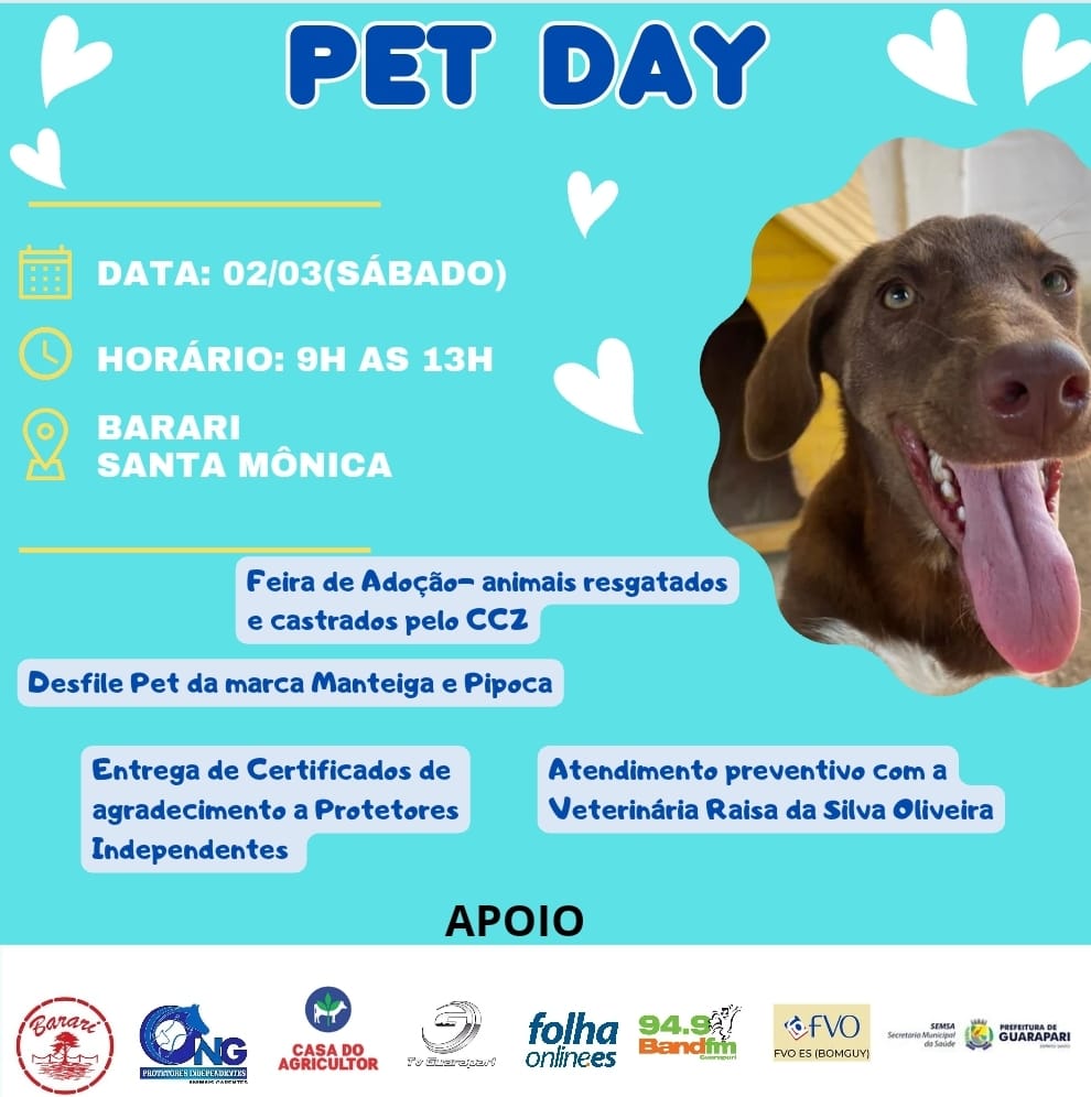 WhatsApp Image 2024 02 29 at 11.16.53 - Com feira de adoção e desfile de moda, Pet Day acontece neste sábado (02) em Guarapari