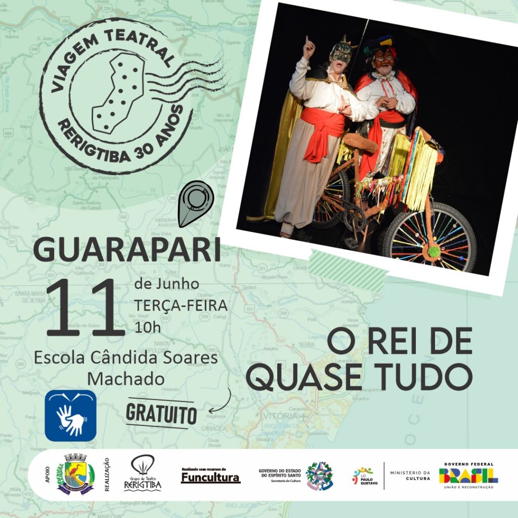 Arte guarapari - Viagem Teatral Rerigtiba 30 anos: Guarapari recebe projeto de teatro infantil nesta terça (11)