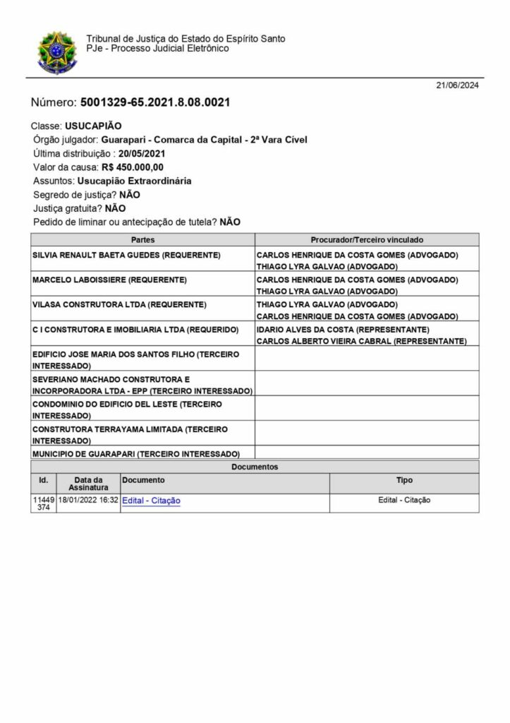 Edital Citacao page 0001 - Edital de Citação processo de usucapião nº 5001329-65.2021.8.08.0021