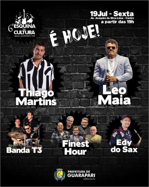 Esquina da Cultura 1 - Esquina da Cultura começa hoje (19) com shows de Thiago Martins e Leo Maia em Guarapari