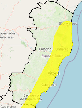 Previsao Inmet - Guarapari e outras 35 cidades recebem alerta amarelo de chuva 