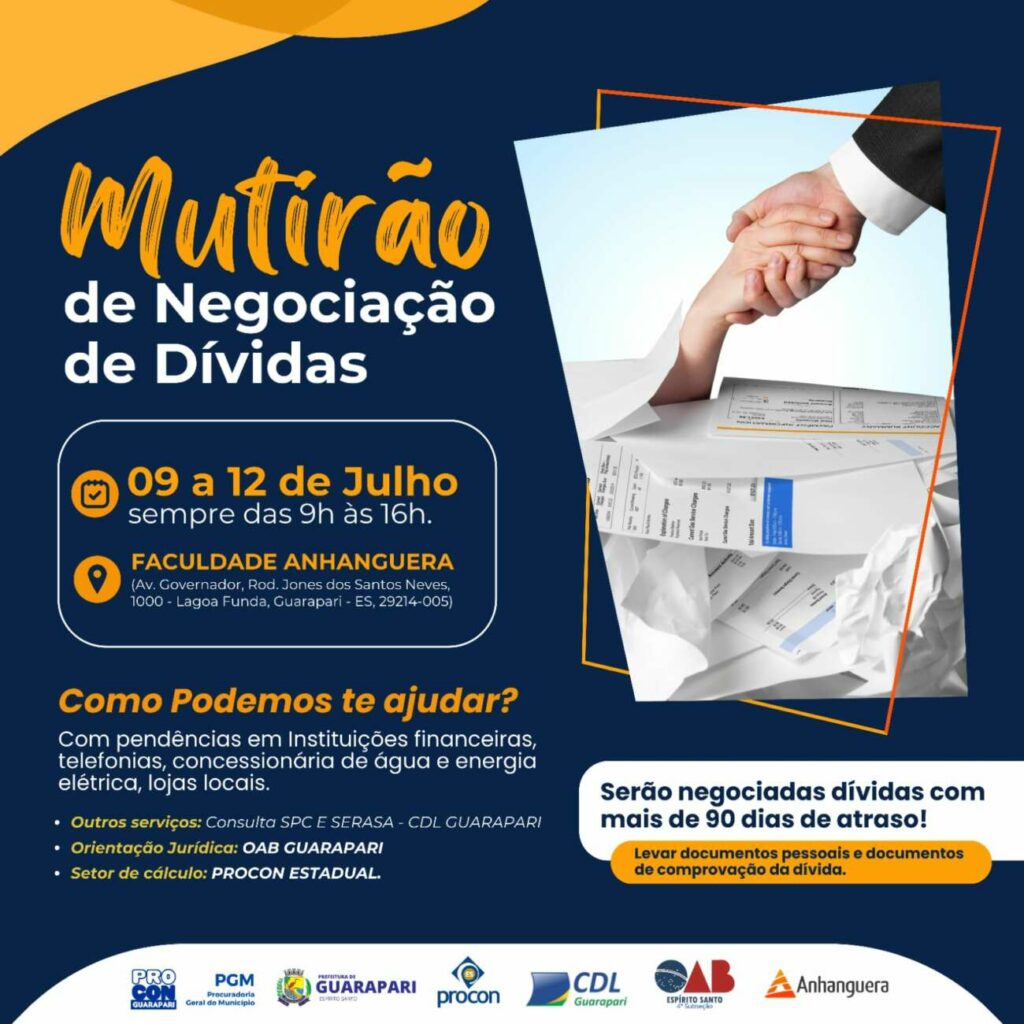 whatsapp image 2024 07 02 at 12 59 57 - Procon de Guarapari promove Mutirão de Negociação de Dívidas nesta semana