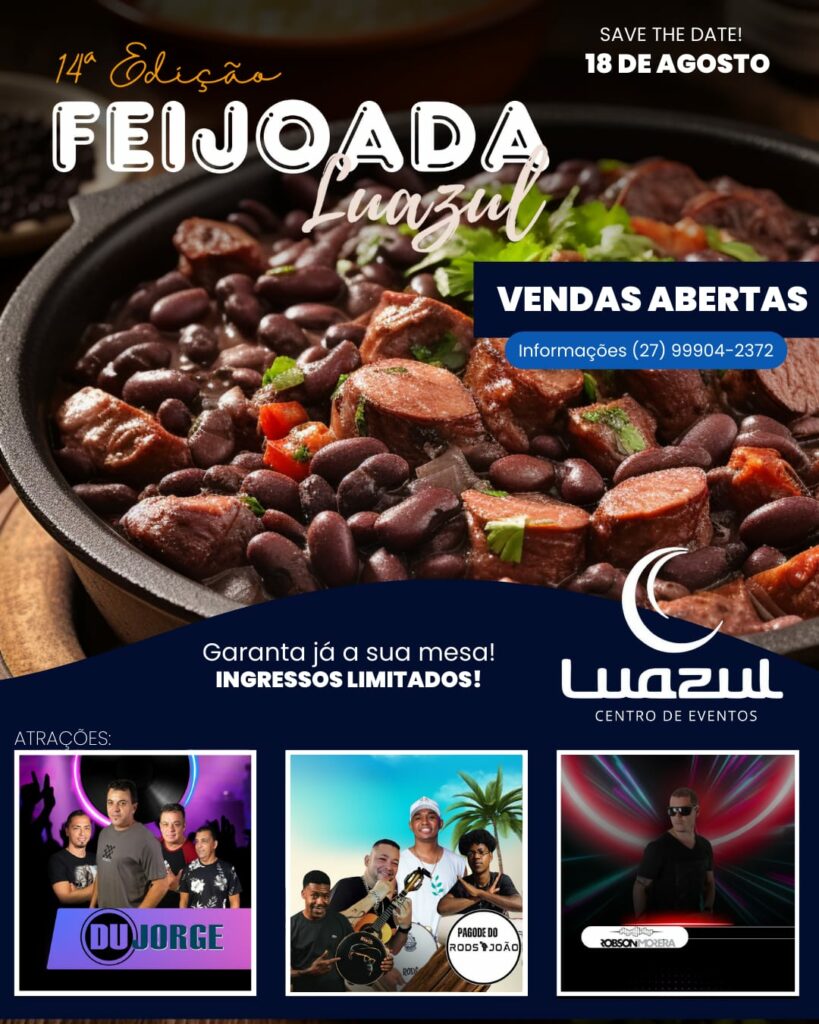 feijoada luazul - Luazul prepara 14ª edição de tradicional Feijoada com tarde animada e atrações musicais