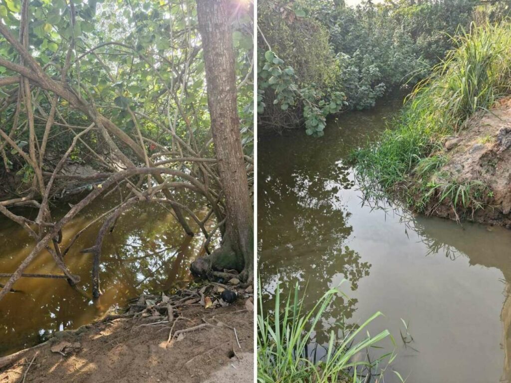 Corrego na Praia da cerca fotos - Moradores se preocupam com degradação na Praia da Cerca devido às obras de macrodrenagem em Guarapari