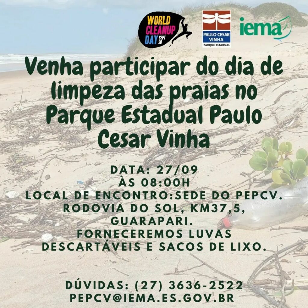 Mutirao pepcv - Parque Estadual Paulo César Vinha promove mutirão de limpeza das praias nesta sexta-feira (27)