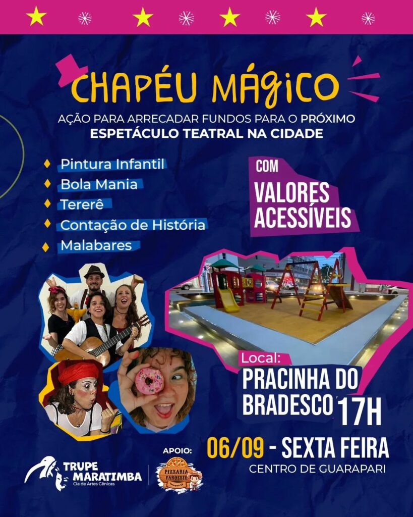 Trupe maratimba - Companhia teatral leva diversão às crianças nas praças de Guarapari