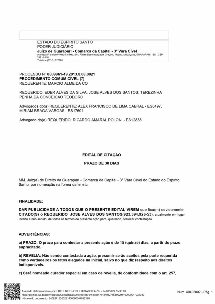 edital de citacao 1 page 0001 - Edital de Citação de Jose Alves dos Santos (923.394.926-53)