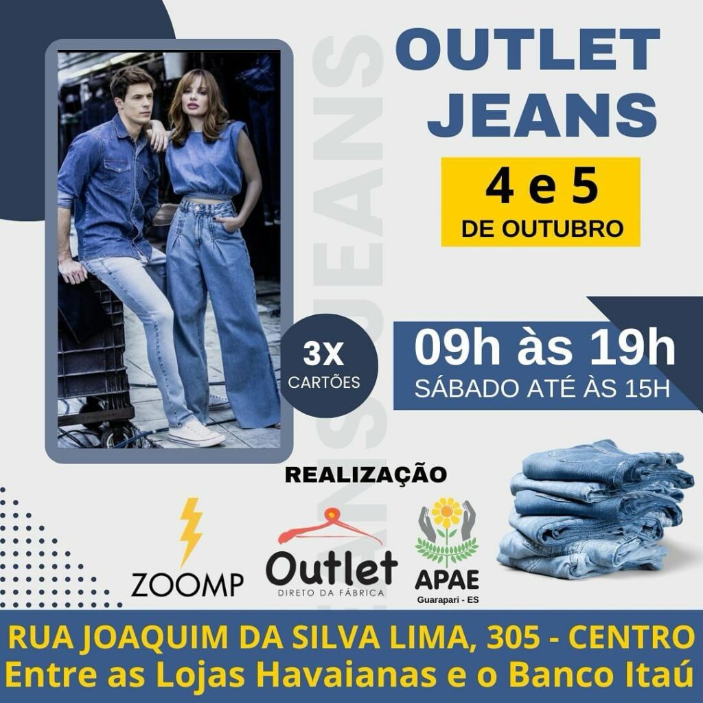 Banner outlet - Outlet da Apae Guarapari oferece peças a preço de fábrica nesta sexta (04) e sábado (05)