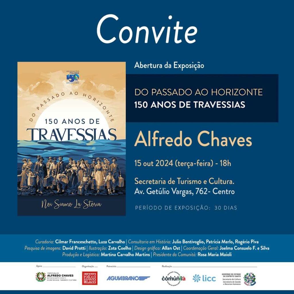 exposicao imigracao italiana - Alfredo Chaves recebe exposição sobre imigração italiana na próxima semana