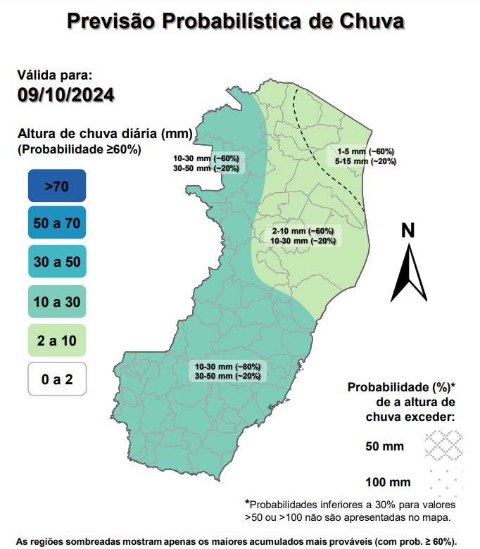 previsao 9 10 - Guarapari recebe alerta de chuva intensa para esta semana; veja a previsão