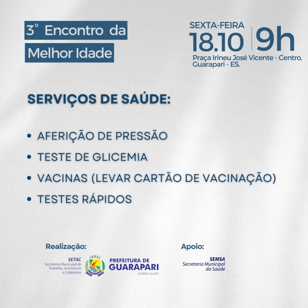 whatsapp image 2024 10 16 at 11 40 13 - Guarapari celebra o Dia Internacional da Pessoa Idosa com evento especial nesta sexta (18)