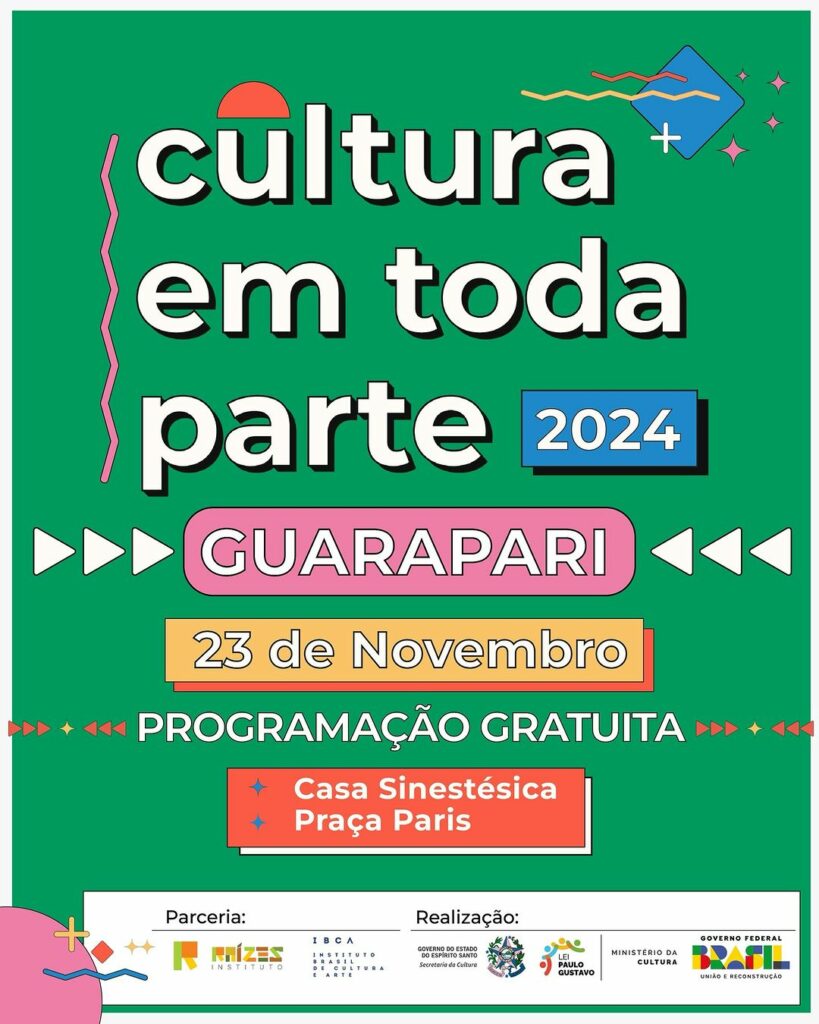 CTAP - "Cultura em Toda Parte" chega em Guarapari com programação gratuita neste sábado (23)