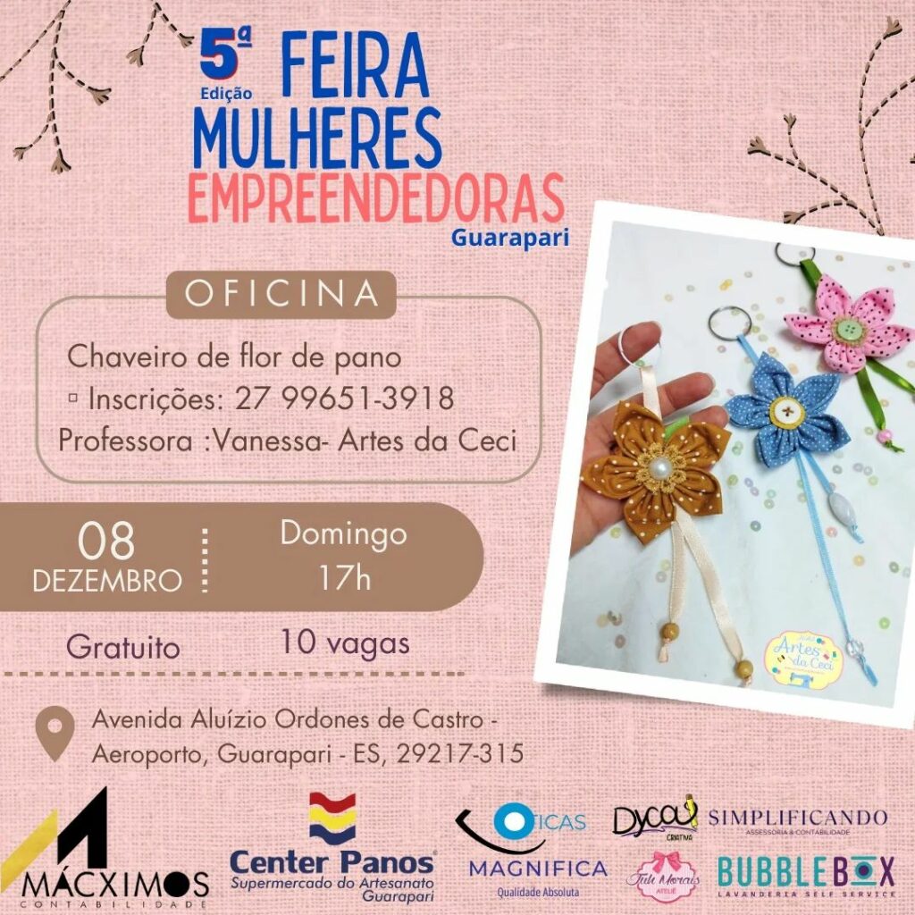 Feira mulher empreendedora Oficina 2 - Feira Mulheres Empreendedoras chega à 5ª edição com novidades em Guarapari