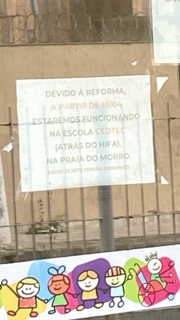 aviso Escola zilnete novembro 24 - Reforma da Escola Zilnete Pereira Guimarães aguarda contratação de empresa, afirma Prefeitura de Guarapari