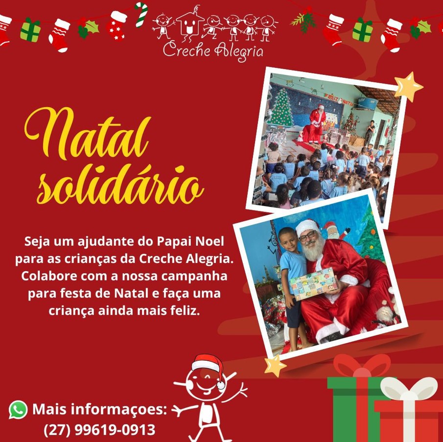 natal creche alegria - Creche Alegria arrecada doações para realizar a Festa de Natal das crianças