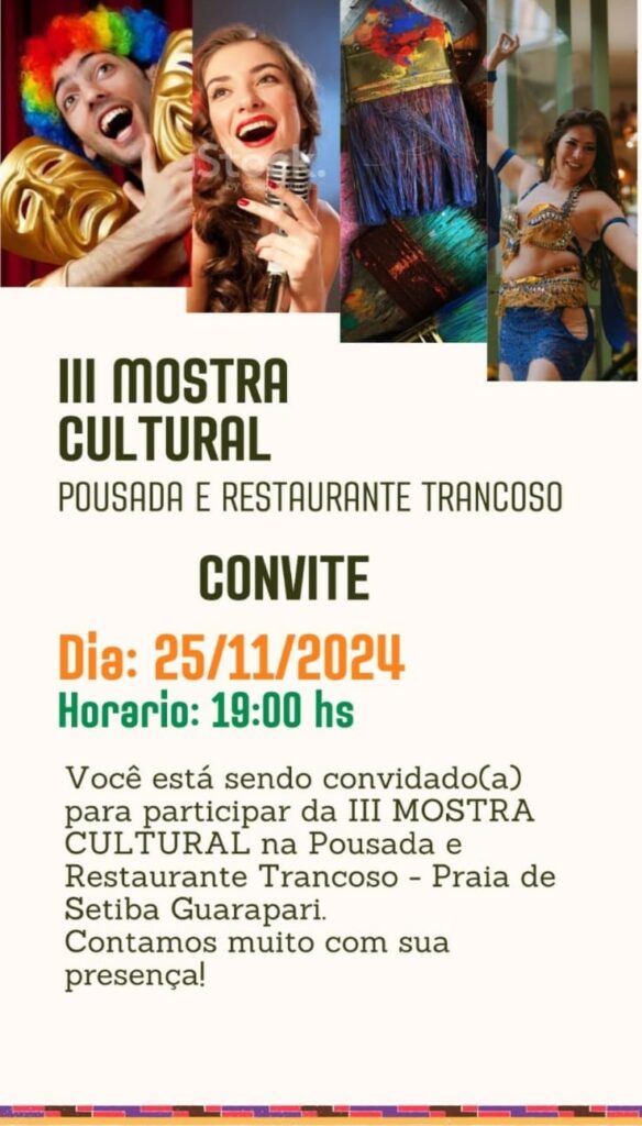 poster - Guarapari recebe III Mostra Cultural com teatro, música e atrações gratuitas em Setiba