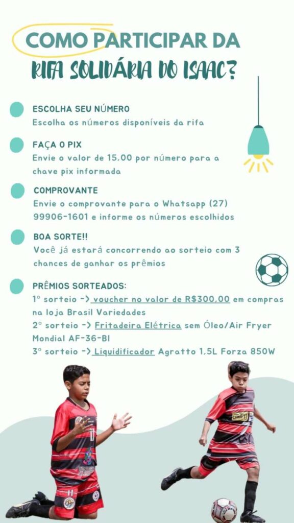 rifa - Família cria rifa para jovem atleta de Guarapari participar de jogos em Minas Gerais