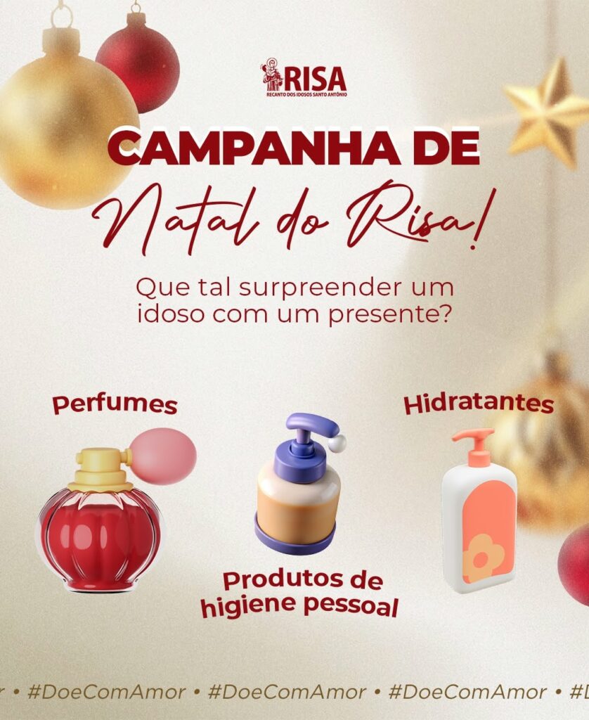 Risa natal - Campanha natalina arrecada itens de cuidado pessoal para o Recanto dos Idosos em Guarapari