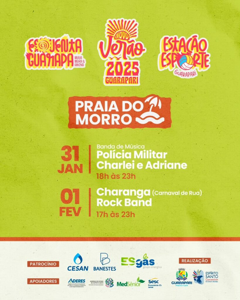 programacao 31 - Fim de semana em Guarapari terá carnaval de rua e shows nas praias; veja a programação