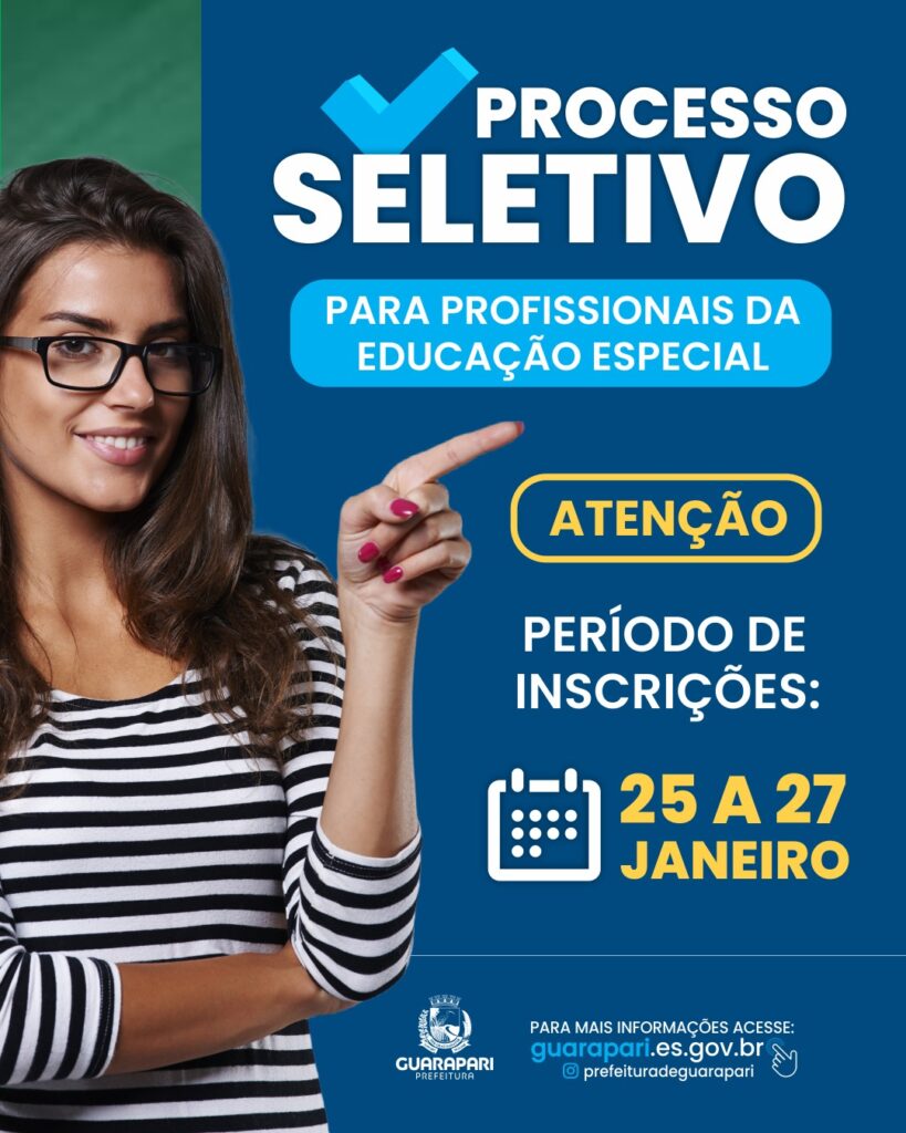 selecao educacao especial - Inscrições para processo seletivo da Educação Especial em Guarapari terminam nesta segunda (27)